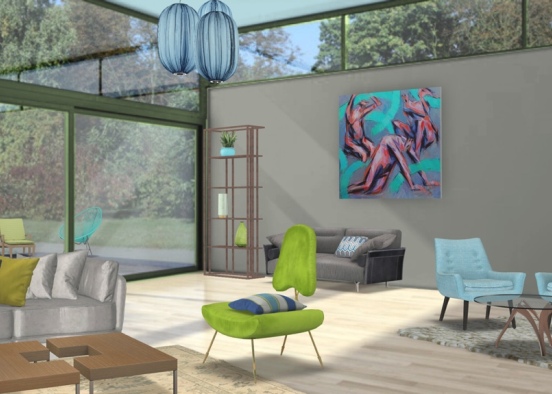 Modern Minimal Living Space Design Rendering