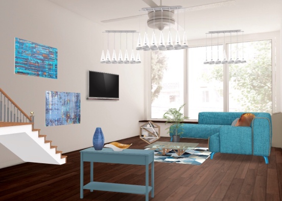 Blue love living room Design Rendering