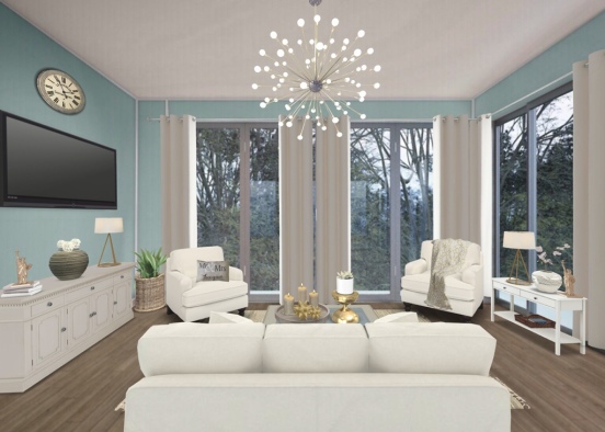 Ivory-toned living room Design Rendering