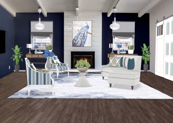 Living room blues Design Rendering