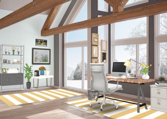 Home office with a view. Design Rendering