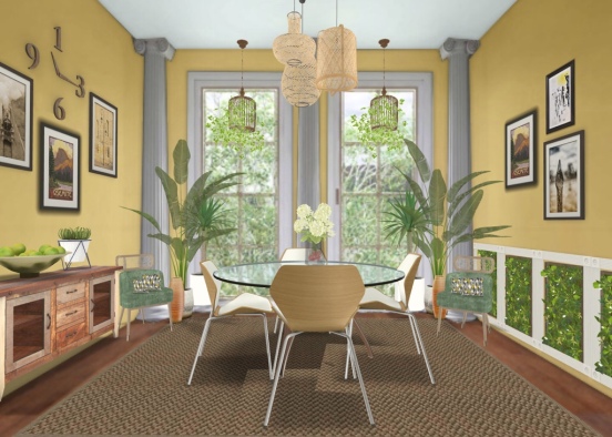 Mellow yellow dining room  Design Rendering