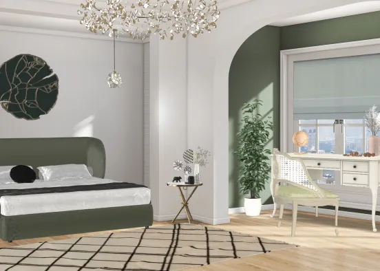 Green bedroom  Design Rendering