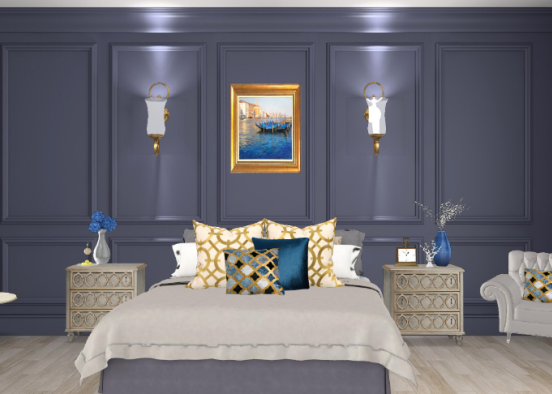 Navy Bedroom I Design Rendering