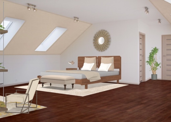 Bedroom + area for reading and rest Design Rendering