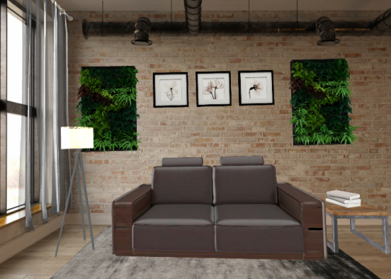 Industrial Living Room  Design Rendering