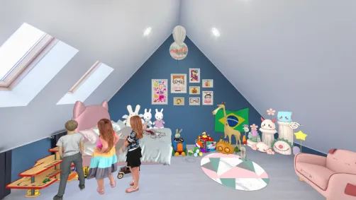 3 criança em um quarto fofo 