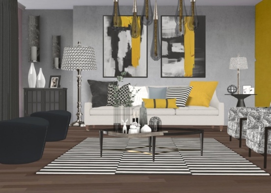 this is a similar concept of the remodeling of my living room with a yellow accent wall the only difference my yellow is glittery Design Rendering