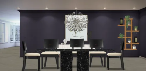 Black and white dining room. 