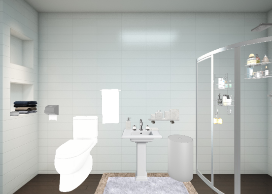 Cuarto de baño basico blanco brillate  Design Rendering
