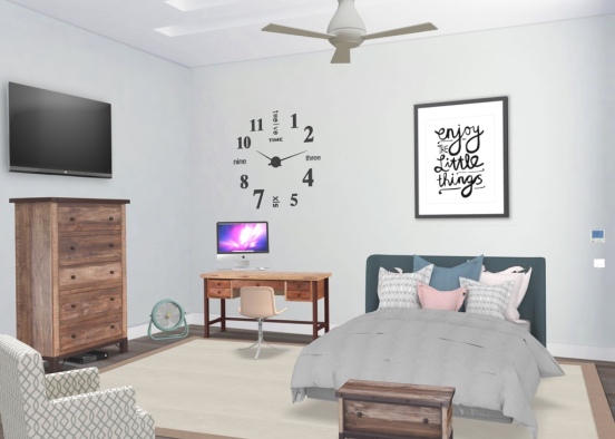 tween or teen girl bedroom Design Rendering