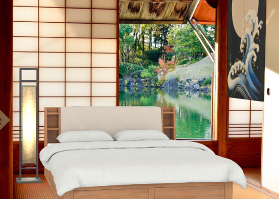 Japanese style bedroom  Design Rendering