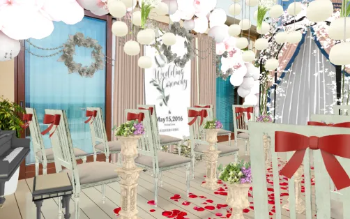 Patio Wedding With lanterns To shimmer the night