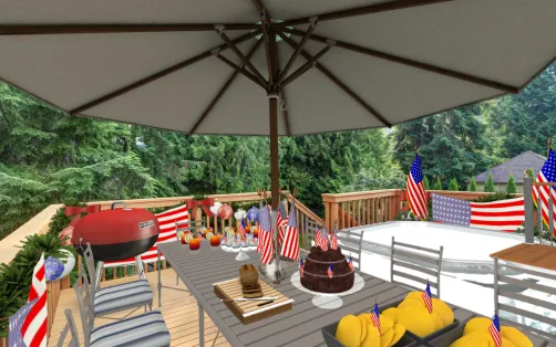 Outdoor Area Ready For A 4th Of July Gathering