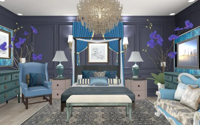 Royal Luxury Blue Hotel Room