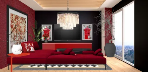 Mini aparment in red😍small living area. 