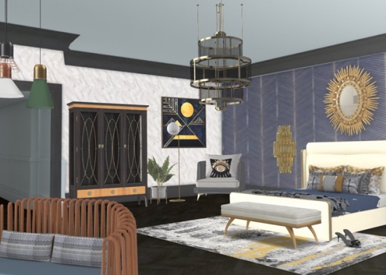 1920’s Art Deco Bedroom Design Rendering