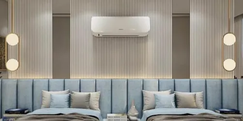 Leatherette cushion bed with wall panelling 
