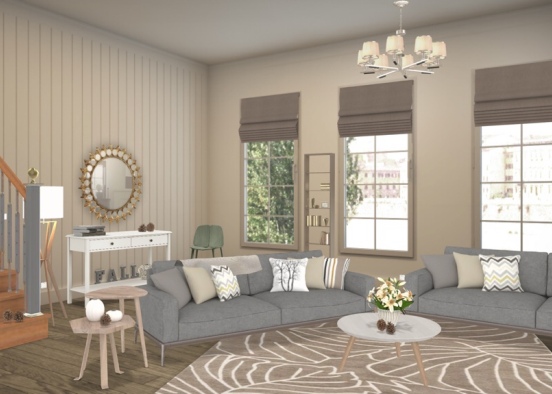 Modern Fall Living Room Design Rendering