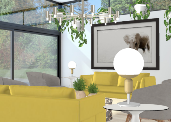 Bright and minimalist living room. Design Rendering