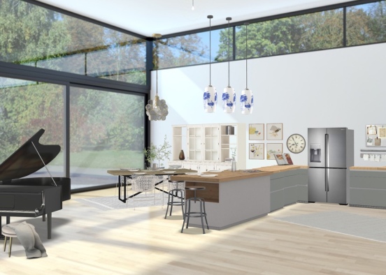 natural colour and woods kitchen  Design Rendering