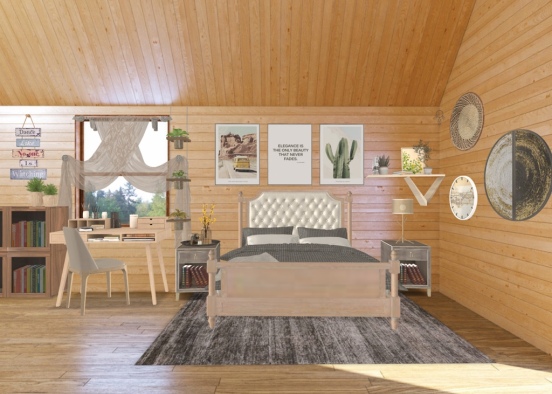 cottage bedroom Design Rendering