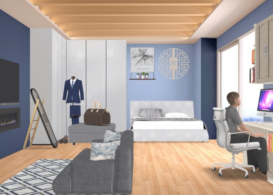 a compact bedroom  Design Rendering