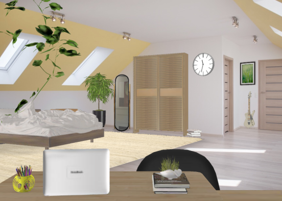 Attic Bedroom Design Rendering