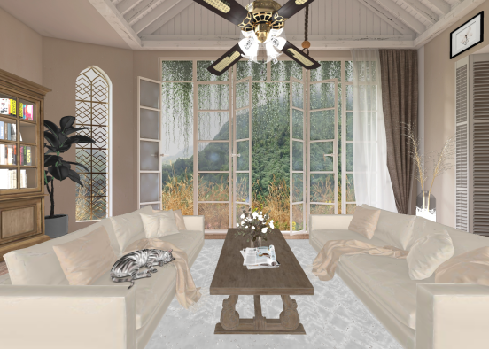 Country Living Room Design Rendering
