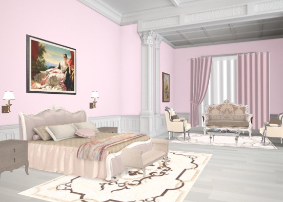 pink bed Design Rendering