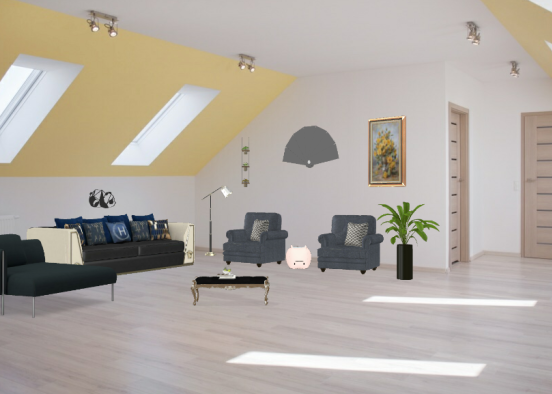 Sala de estar da casa Design Rendering