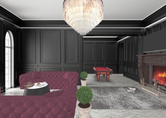 Fancy Living Room Design Rendering