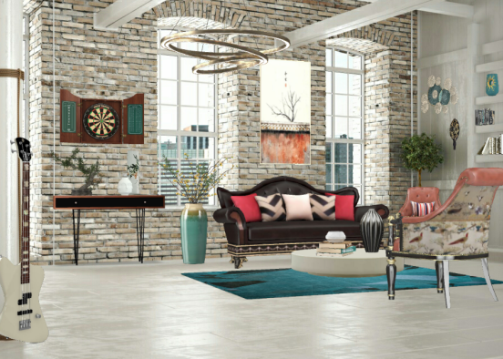 NY Living for a Rock'n'roll Old Chic Couple  Design Rendering