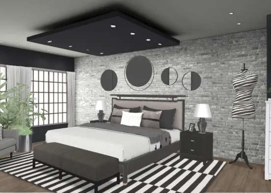 black and white bedroom challenge  Design Rendering