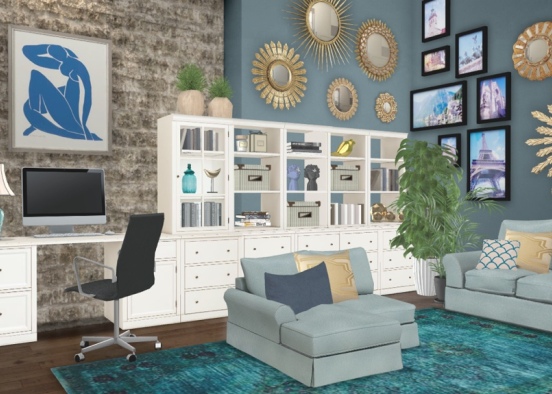 blue thoughts office  Design Rendering