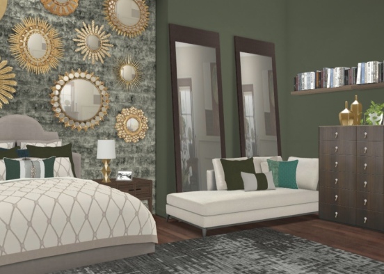 go for the gold and green bedroom Design Rendering