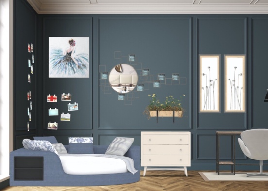 Blue Bedroom  Design Rendering