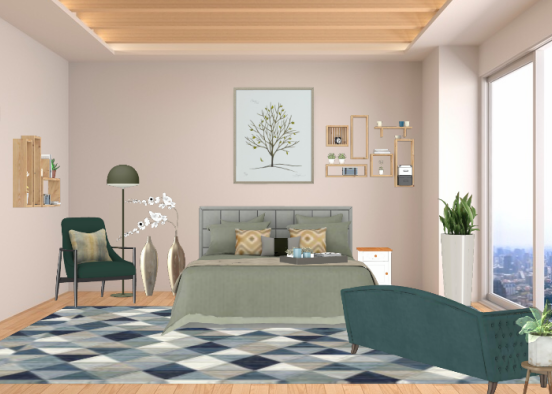 Green  bedroom Design Rendering