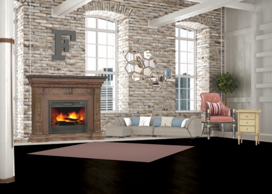 Living room area Design Rendering