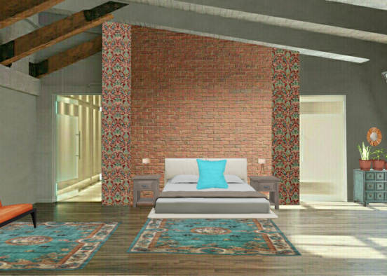 Brick n turquoise  Design Rendering
