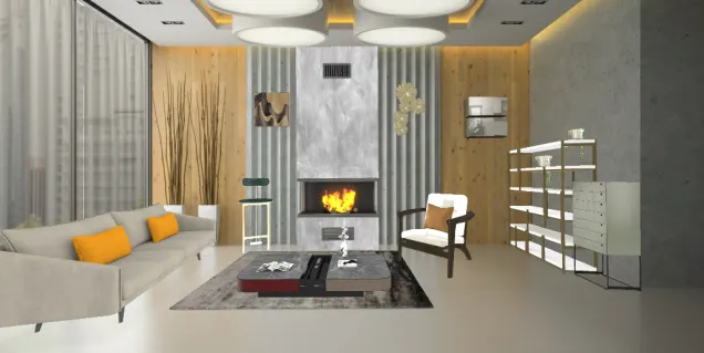 Warm contemporary living room - modern and metal inspired