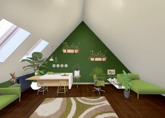 Green 1 room Apartment  Design Rendering