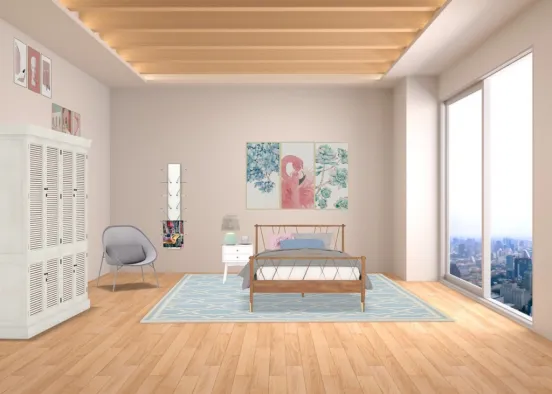 girls pastel bedroom Design Rendering