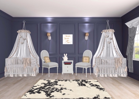 Dreamy Twin Baby Room Design Rendering