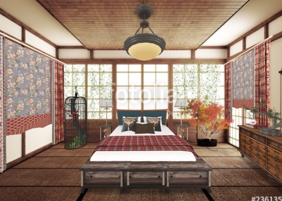 Chinese Bedroom Design Rendering