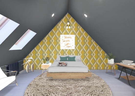 teens attic alcove bedroom Design Rendering