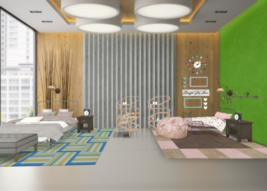 Young sibling shares bedroom with teenage sibling  Design Rendering