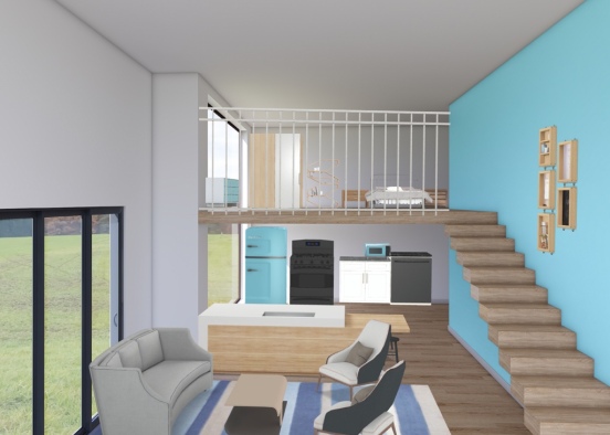 blue small apartment  Design Rendering