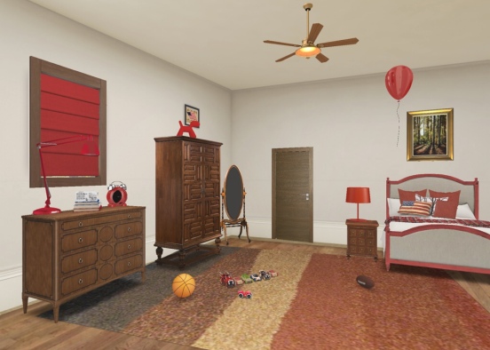 Red Bedroom Design Rendering