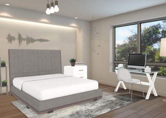 aesthetic neutral bedroom Design Rendering